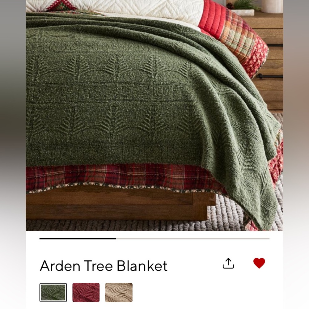 NWOT Pottery Barn Arden Tree Loden Green Blanket